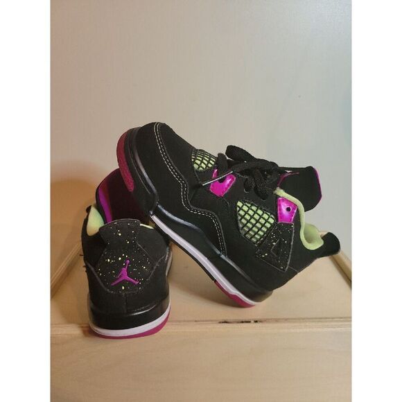 Air Jordan 4 Retro GT Fuchsia Lime Black Girls Sneakers - Picture 1 of 6